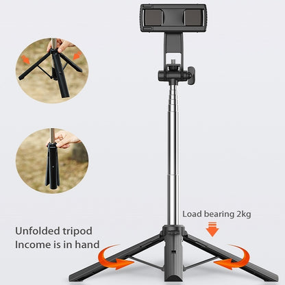 CYKE Folding Telescopic Mobile Phone Broadcast Stand Tripod, Specification: A31E-1.1m (With Light) - Consumer Electronics by CYKE | Online Shopping UK | buy2fix