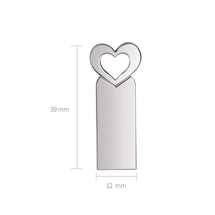 Zshqu2 Heart-Shaped USB 2.0 High Speed Metal USB Flash Drives, Capacity: 8GB(White) - USB Flash Drives by buy2fix | Online Shopping UK | buy2fix