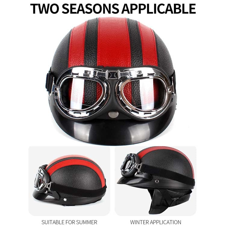 BSDDP A0318 PU Helmet With Goggles, Size: One Size(Black Blue) - In Car by BSDDP | Online Shopping UK | buy2fix
