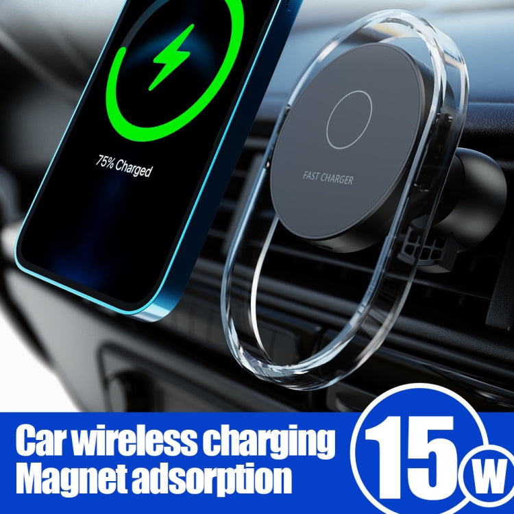 F9199 15W Magnetic Car Wireless Charger Phone Bracket(Black) - In Car by buy2fix | Online Shopping UK | buy2fix
