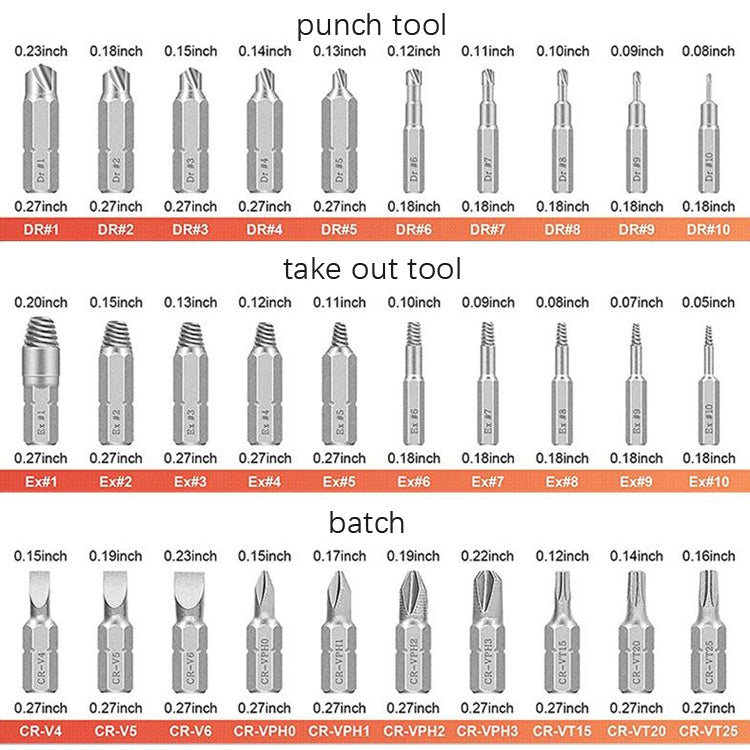 33 PCS / Set  Broken Wire Extractor Set High-Speed Steel Damage Screw Disassembly Tool - Screws by buy2fix | Online Shopping UK | buy2fix