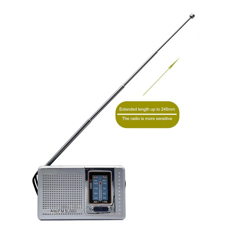 INDIN BC-R2011 AM FM Radio Pocket Mini Wide Reception Telescopic Antenna Radio(Silver Gray) - Consumer Electronics by INDIN | Online Shopping UK | buy2fix