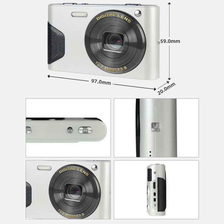 C8 4K  2.7-inch LCD Screen HD Digital Camera Retro Camera,Version: 30W Standard Version  White - Consumer Electronics by buy2fix | Online Shopping UK | buy2fix