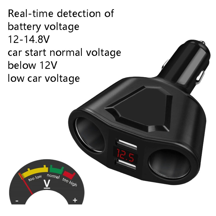 3.1A Dual USB Digital Display Multi-Function Driving Recorder Universal Automotive Charger(Black) - Car Charger by buy2fix | Online Shopping UK | buy2fix