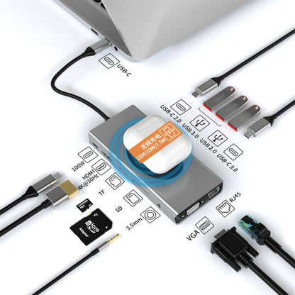 BX13V 13 In 1 Type-C Docking Station Wireless Charging Hub - Computer & Networking by buy2fix | Online Shopping UK | buy2fix