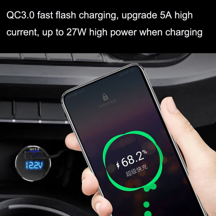 2PCS JY-032 USB Plug Digital Display Fast Charge Car Charger, Style: 3.5A + QC3.0(Mini Right Bend) - In Car by buy2fix | Online Shopping UK | buy2fix