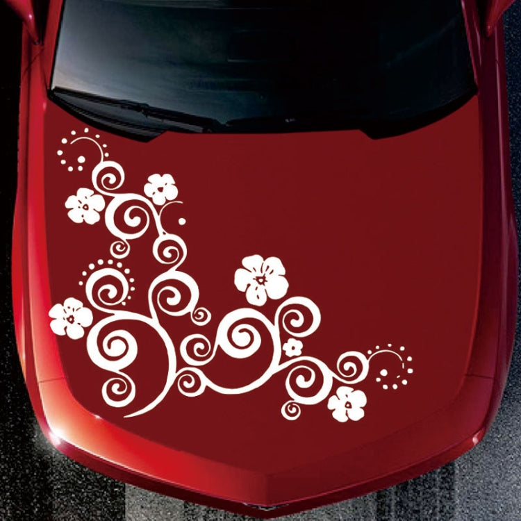 D-908 Summer Flower Totem PVC Car Hood Sticker(White) - In Car by buy2fix | Online Shopping UK | buy2fix