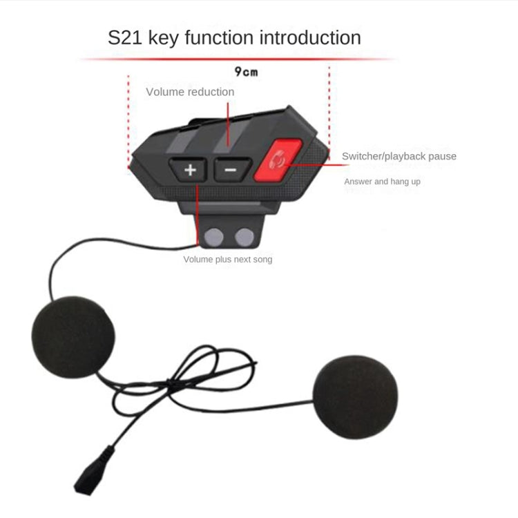 S21 Riding Helmet Bluetooth Intercom Headset, Specification: With USB Cable(Black) - Consumer Electronics by buy2fix | Online Shopping UK | buy2fix