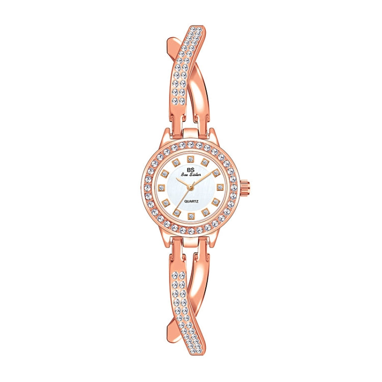 BS Bee Sister FA1531  Butterfly Cross Full Diamond Ladies Watch Bracelet Watches(Rose Gold) - Alloy Watches by BS Bee Sister | Online Shopping UK | buy2fix