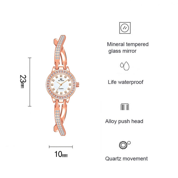 BS Bee Sister FA1531  Butterfly Cross Full Diamond Ladies Watch Bracelet Watches(Rose Gold) - Alloy Watches by BS Bee Sister | Online Shopping UK | buy2fix