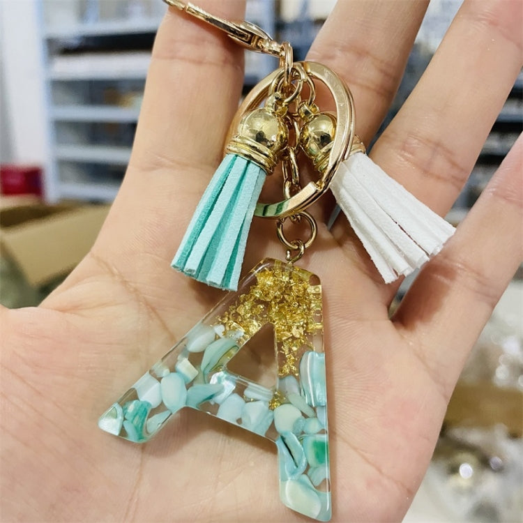 2 PCS Gold Foil English Letter Tassel Keychain Bag Decoration Pendant(C) - In Car by buy2fix | Online Shopping UK | buy2fix