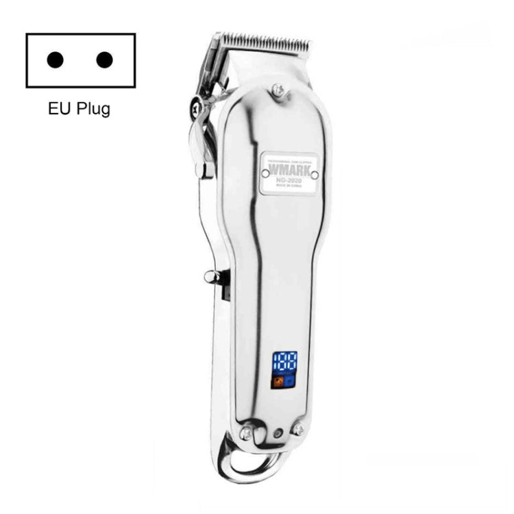 WMARK NG-2020B Metal Hair Clipper With LED Display Rechargeable Clipper, EU Plug, Color: Silver - Hair Trimmer by buy2fix | Online Shopping UK | buy2fix