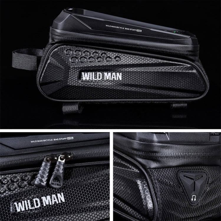 WILD MAN MS77 1.2L Mountain Bike EVA Hard Shell Touch Screen Front Beam Bag(Black) - Bicycle Bags by WILD MAN | Online Shopping UK | buy2fix