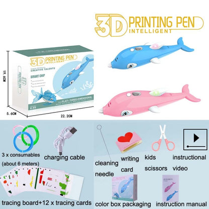 Children 3D Printing Pen Low Temperature Intelligent Screen Display Voice Drawing Pen, Style:, Color: 33 Colors (Blue) - Consumer Electronics by buy2fix | Online Shopping UK | buy2fix