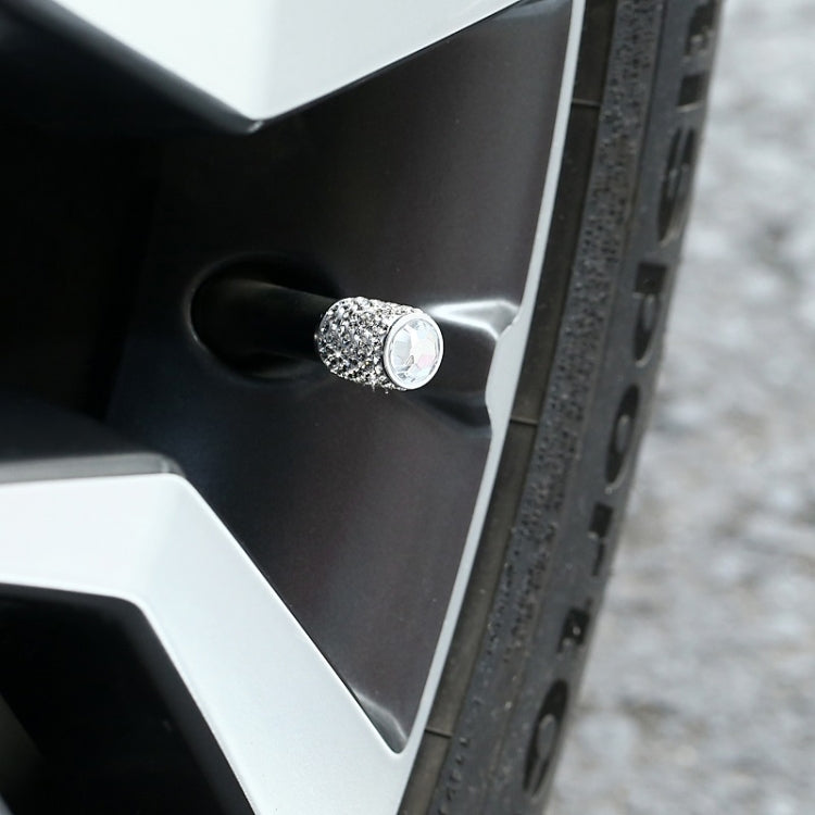Car Tyre Aluminium Full Diamond Valve Cap With Seal(Dark Blue) - In Car by buy2fix | Online Shopping UK | buy2fix
