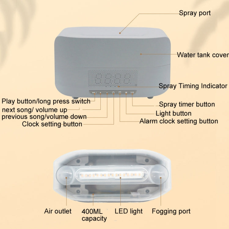 400ml Simulation Flame Humidifier Home Essential Oil Aromatherapy Machine, Color: White B Clock(UK Plug) - Home & Garden by buy2fix | Online Shopping UK | buy2fix