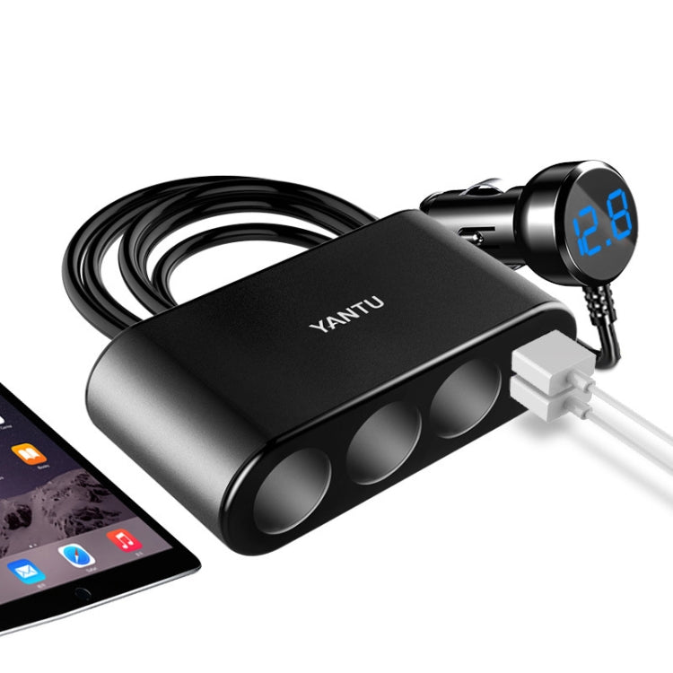 YANTU One Tow Three Car Digital Electronic Dual USB Cigarette Lighter, Specification: Voltage Monitor - In Car by YANTU | Online Shopping UK | buy2fix