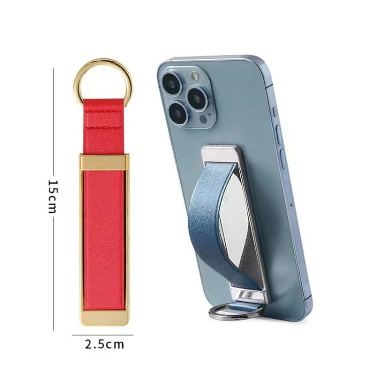 PU Leather Metal Wrist Strap Cell Phone Holder Zinc Alloy Paste Desktop Stand(FOH Color) - Hand-Sticking Bracket by buy2fix | Online Shopping UK | buy2fix