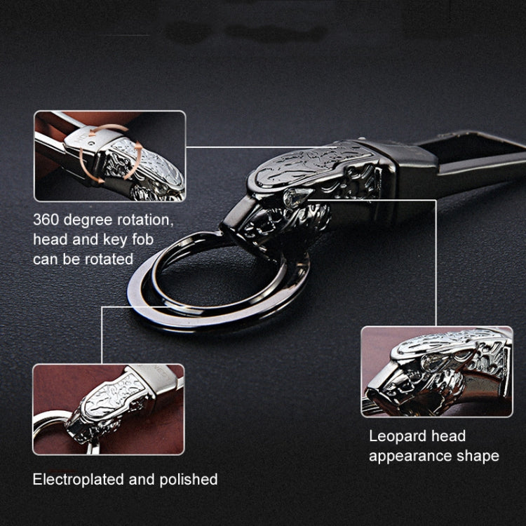 HONEST Metal Car Keychain Leopard Head Key Chain Pendant(Basic K Golden) - In Car by HONEST | Online Shopping UK | buy2fix