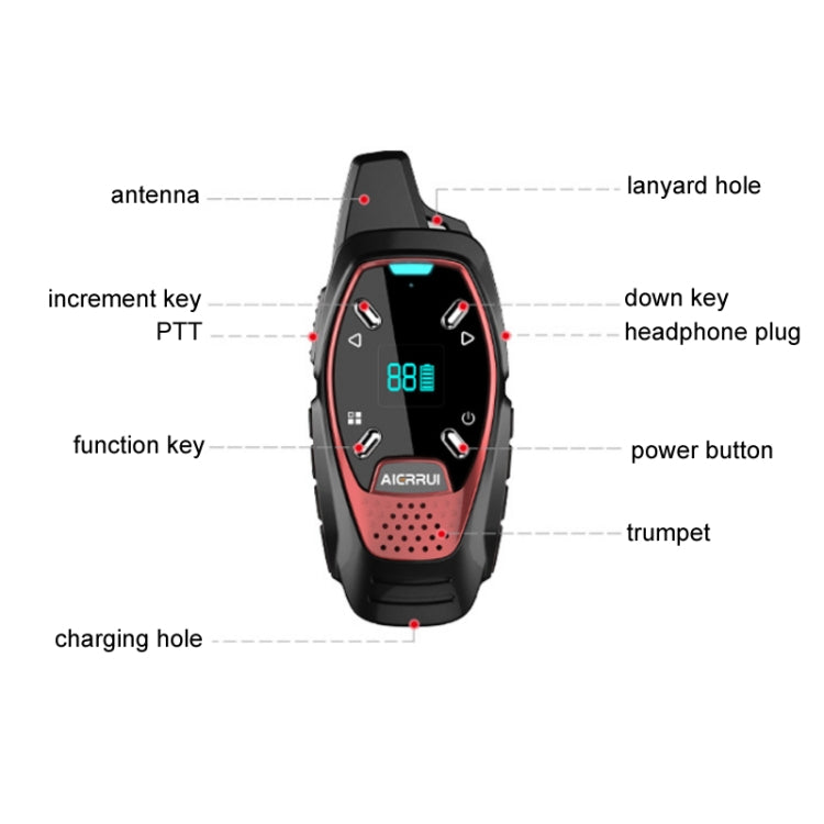 LED Display USB Charging Wireless Handheld Small Mini Walkie Talkie(Black) - Consumer Electronics by buy2fix | Online Shopping UK | buy2fix