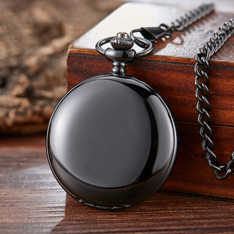 pm240 Classic Double Open Double Face Vintage Manual Mechanical Pocket Watch with Roman Lettering(Black Shell Black Face Gold Movement) - Necklace Watch Watches by buy2fix | Online Shopping UK | buy2fix