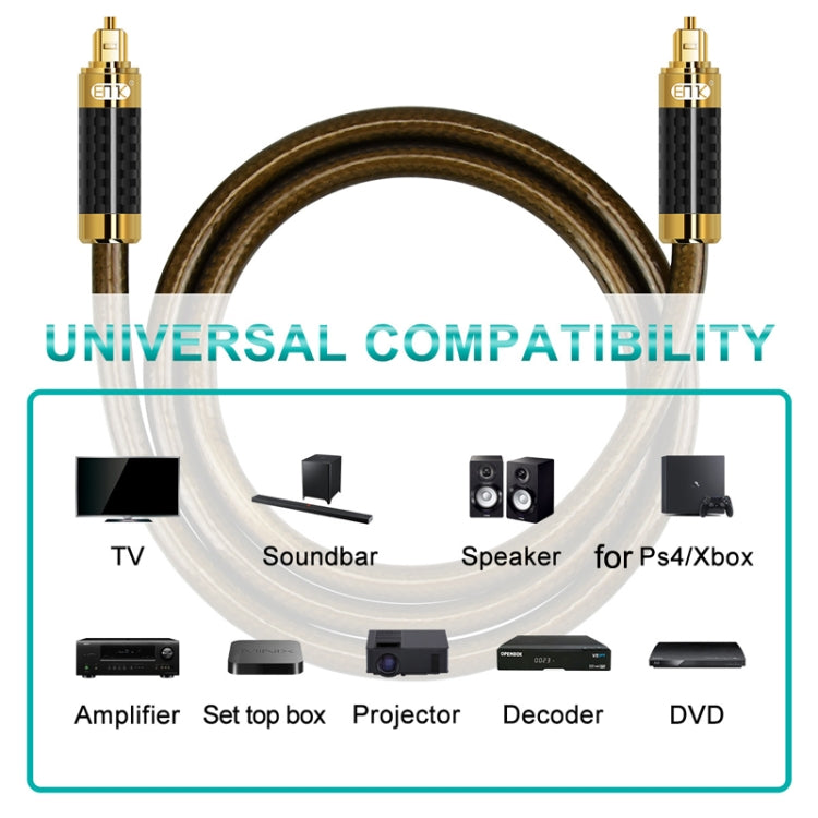 EMK GM/A8.0 Digital Optical Fiber Audio Cable Amplifier Audio Gold Plated Fever Line, Length: 1.8m(Transparent Coffee) -  by EMK | Online Shopping UK | buy2fix