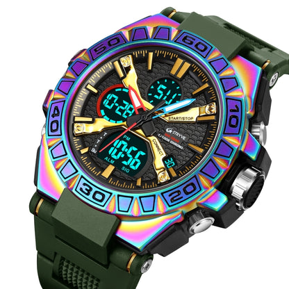 STRYVE S8026 Sports Colorful Night Light Electronic Waterproof Watch Multifunctional Student Watch(Colorful Green) - Leather Strap Watches by STRYVE | Online Shopping UK | buy2fix