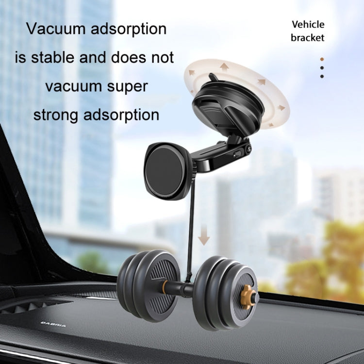 Car Telescopic Suction Cup Rubber Bottom Strong Magnetic Mobile Phone Holder(Black) - In Car by buy2fix | Online Shopping UK | buy2fix