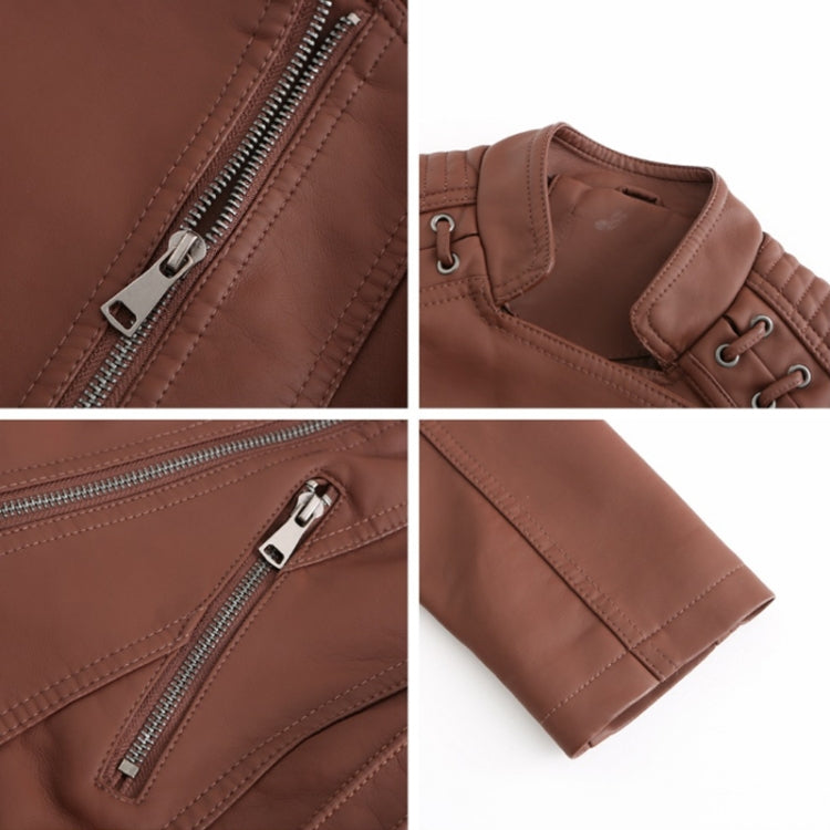 Women Short Leather Jacket Slim Jacket Motorcycle Suit, Size: M(Red) - Jacket & Loose Coat by buy2fix | Online Shopping UK | buy2fix