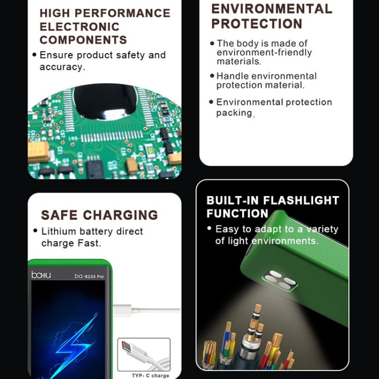 BAKU BA-8233 Pro Electric Maintenance Resistor Current Touch Screen Digital Mulitmeter(Green) - Consumer Electronics by BAKU | Online Shopping UK | buy2fix