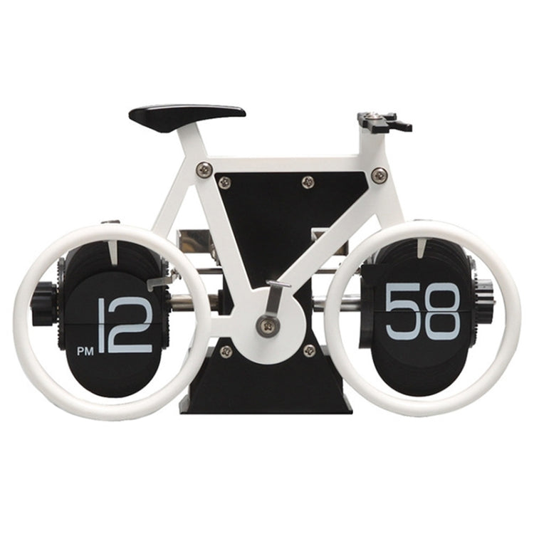 HY-F087 Retro Bicycle Shape Automatic Flip Home Decorative Turning Clock(White) - Novelty Clock by buy2fix | Online Shopping UK | buy2fix