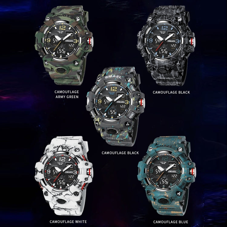 SMAEL 8008 Outdoor Waterproof Camouflage Sports Electronic Watch Luminous Multi-function Waist Watch(Camouflage Dark Green) - LED Digital Watches by SMAEL | Online Shopping UK | buy2fix