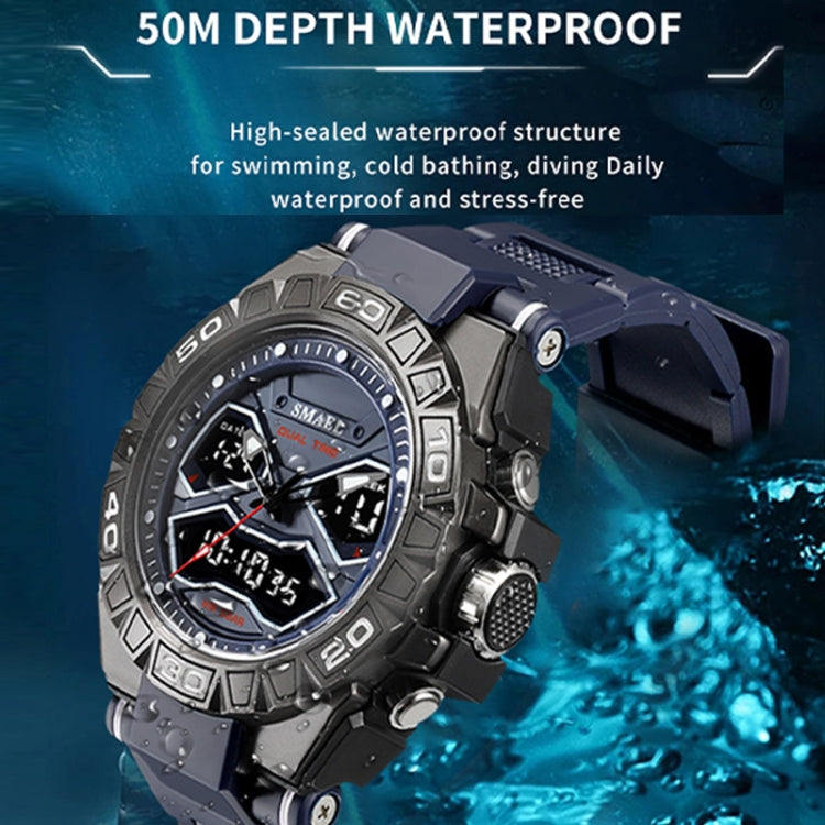 SMAEL 8070 Multifunctional Dual Display Waterproof Night Light Outdoor Alloy Sports Watch(Army Green) - Sport Watches by SMAEL | Online Shopping UK | buy2fix