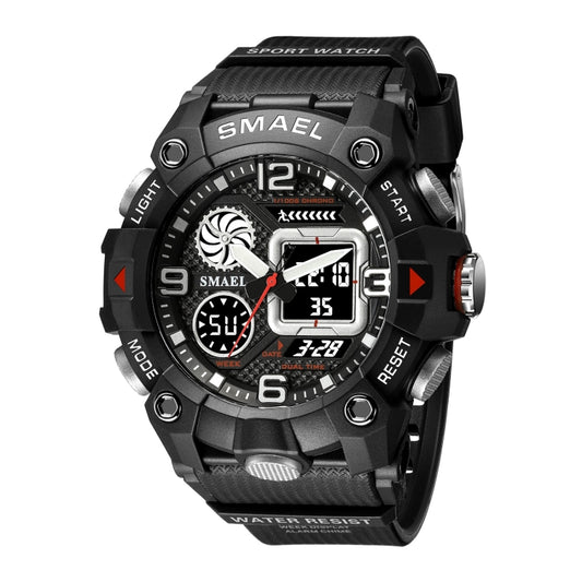 SMAEL 8055 Large Dial Sports Outdoor Waterproof Luminous Multifunctional Electronic Watch(Black White) - Sport Watches by SMAEL | Online Shopping UK | buy2fix