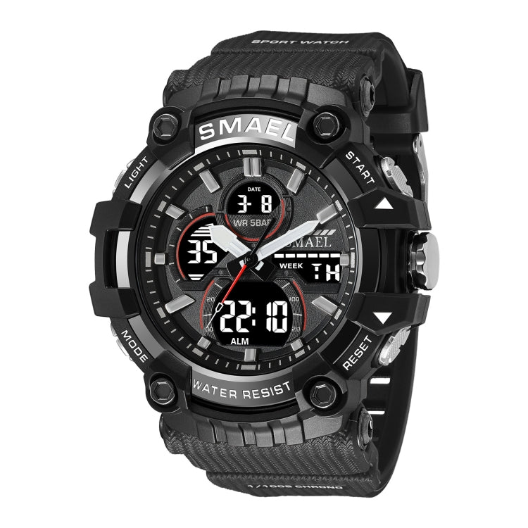 SMAEL 8079 Outdoor Multifunctional Dual Display Dial Waterproof Sports Watch(Black Silver) - Sport Watches by SMAEL | Online Shopping UK | buy2fix