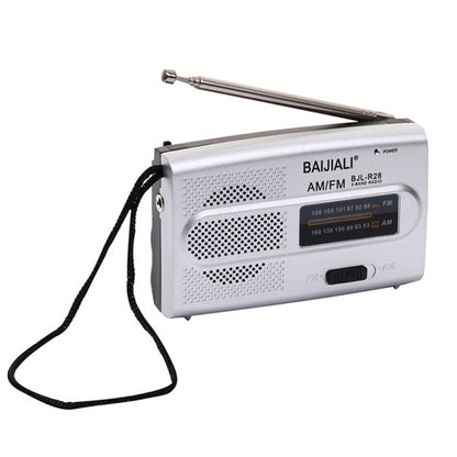 BAIJIALI BJL-R28 Elderly Portable Portable Retro Radio AM / FM Two Band Radio(Silver Gray) - Radio Player by BAIJIALI | Online Shopping UK | buy2fix