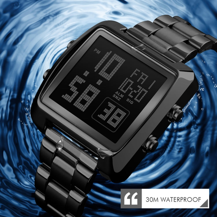 SKMEI 1369 Retro Waterproof Gold Watch Men Steel Belt Luminous Square Watch(Silver) - Metal Strap Watches by SKMEI | Online Shopping UK | buy2fix