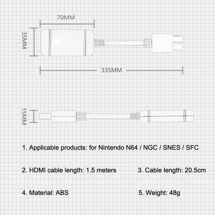 For Nintendo N64 / NGC / SNES / SFC HS-N64608 Retro Game Machine Video N64 To HDMI Converter -  by buy2fix | Online Shopping UK | buy2fix