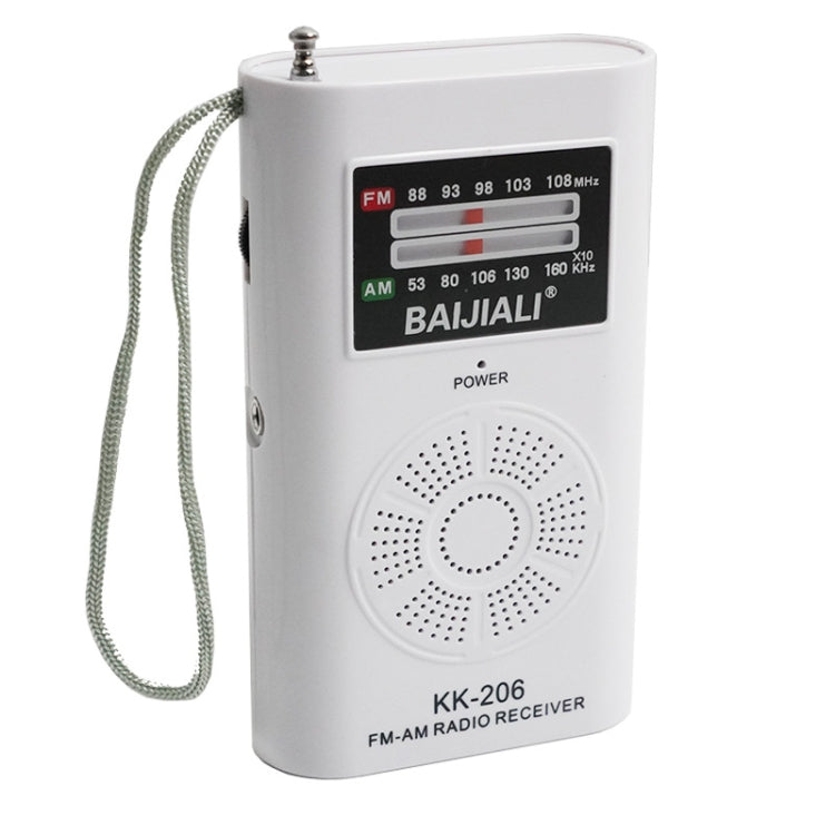 BAIJIALI KK-206 Mini Portable Radio Retro Pointer Multifunctional FM / AM Radio(White) - Radio Player by BAIJIALI | Online Shopping UK | buy2fix