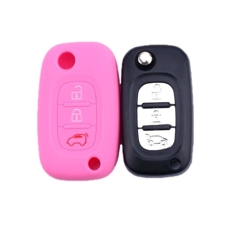 For Mercedes-Benz Smart Folding 2pcs 3 Button Silicone Key Case(Pink) - In Car by buy2fix | Online Shopping UK | buy2fix