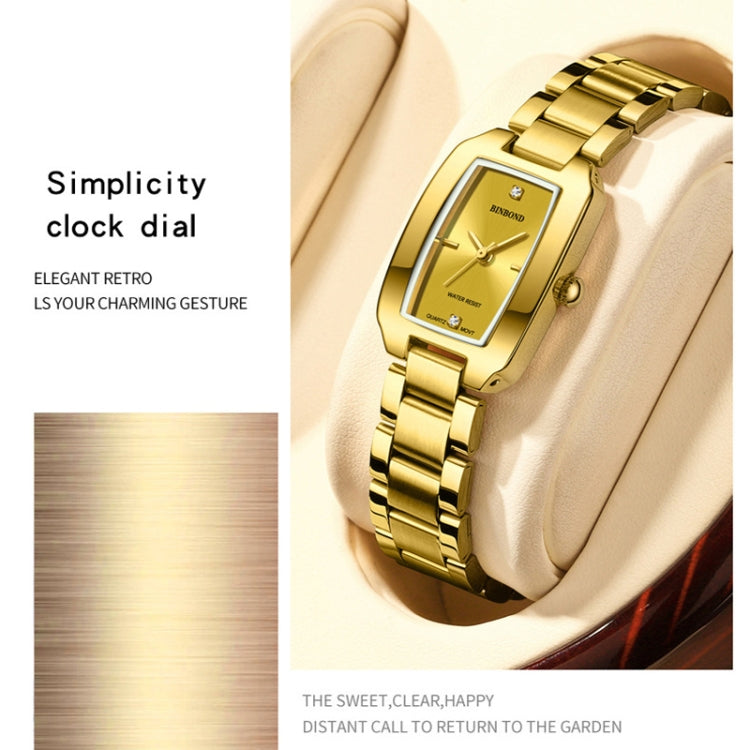 BINBOND N321 Square Temperament Metal 30M Waterproof Quartz Watch, Color: White - Metal Strap Watches by BINBOND | Online Shopping UK | buy2fix