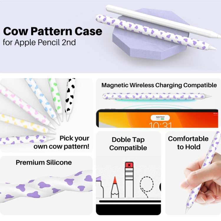 For Apple Pencil 2 AhaStyle PT65CW Silicone Pen Case Milk Cow Patterned Stylus Case(Black) - Pencil Accessories by AhaStyle | Online Shopping UK | buy2fix