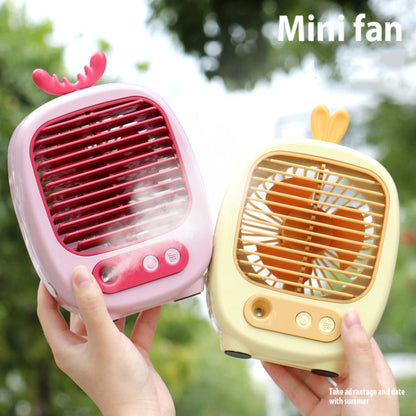 1315 Spray Humidification Hydrating Cartoon Fan USB Charging Desktop Fan(Bunny Pink) - Electric Fans by buy2fix | Online Shopping UK | buy2fix