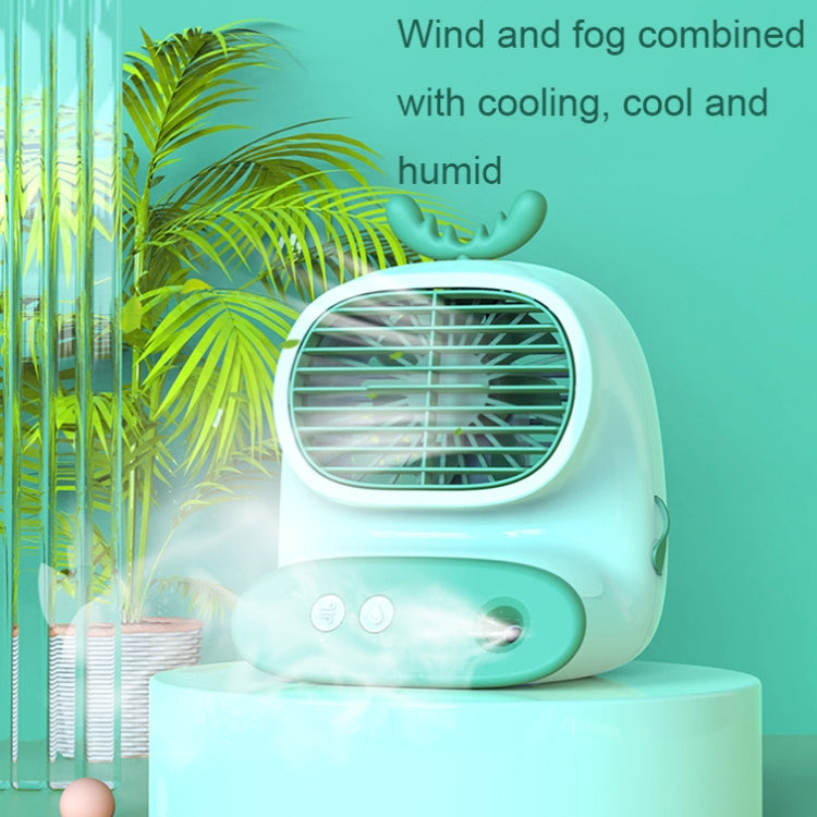 CS1319 Desktop Small Hydrating Spray Cartoon Fan Rechargeable Silent Humidifying Fan(Deer Green) - Electric Fans by buy2fix | Online Shopping UK | buy2fix