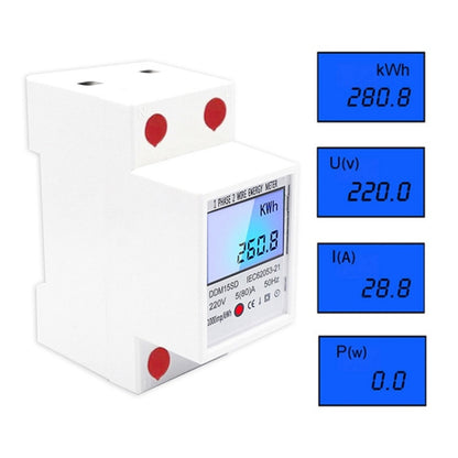 DDM15SD 10 (40) A Single-phase Multi-function Rail Meter with Backlight LCD Display - Current & Voltage Tester by buy2fix | Online Shopping UK | buy2fix