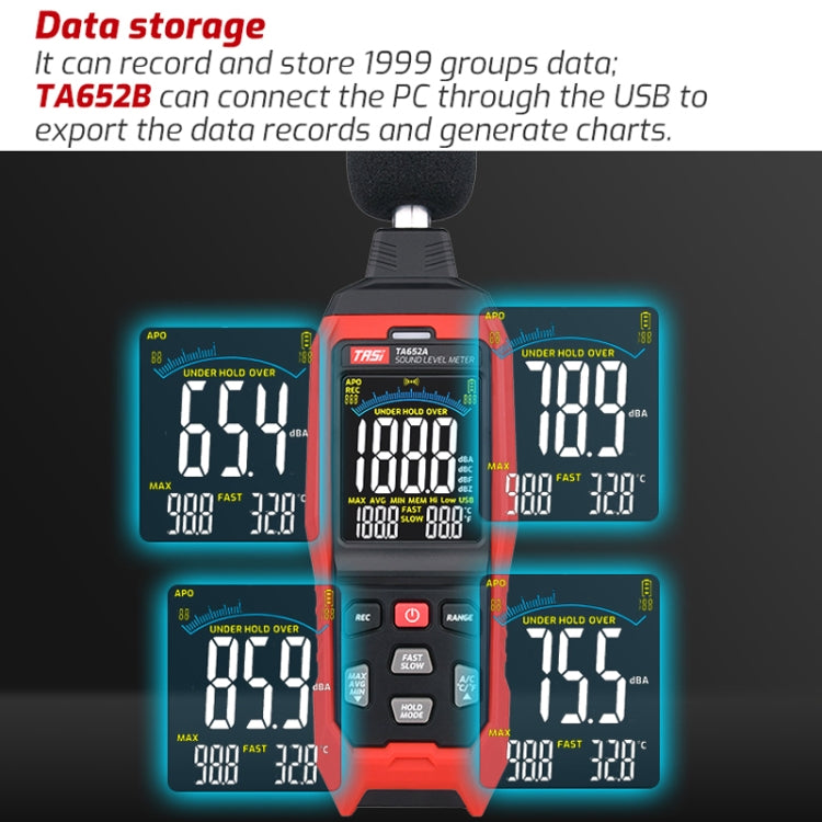 TASI TA652A Home Noise Tester Detection Volume Device - Light & Sound Meter by TASI | Online Shopping UK | buy2fix