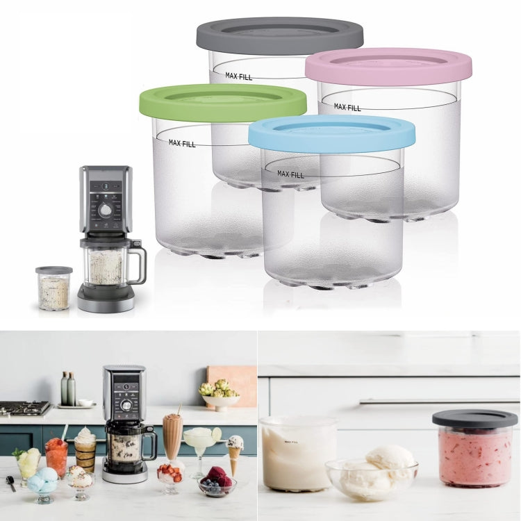 For Ninja NC299AMZ NC300 Ice Cream Storage Containers with Lids, Speci: 4 Cups - Kitchen Machine Accessories by buy2fix | Online Shopping UK | buy2fix