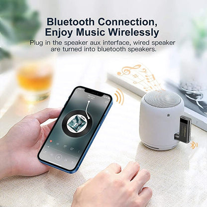 KUULAA KL-YP08 Car Wireless Bluetooth Receiver 5.0 Hands-free AUX 3.5mm(Black) - Bluetooth Adapters by KUULAA | Online Shopping UK | buy2fix