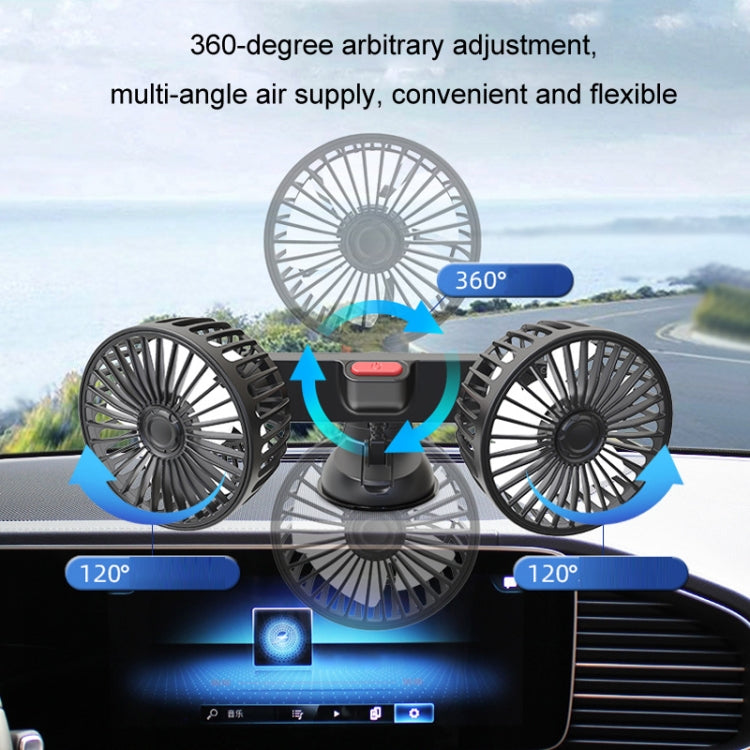 F4206 Suction Cup Double Head Car USB Fan(Black) - Heating & Fans by buy2fix | Online Shopping UK | buy2fix