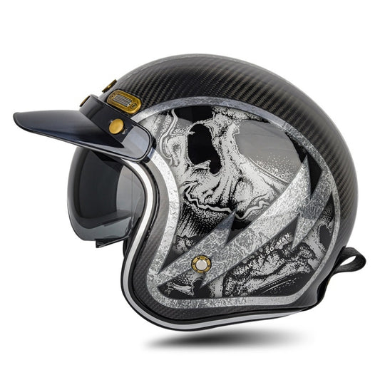 SOMAN Motorcycle Four Seasons Carbon Fiber Half Helmet, Color: Carbon Fiber Silver Lightning(L) - Helmets by SOMAN | Online Shopping UK | buy2fix